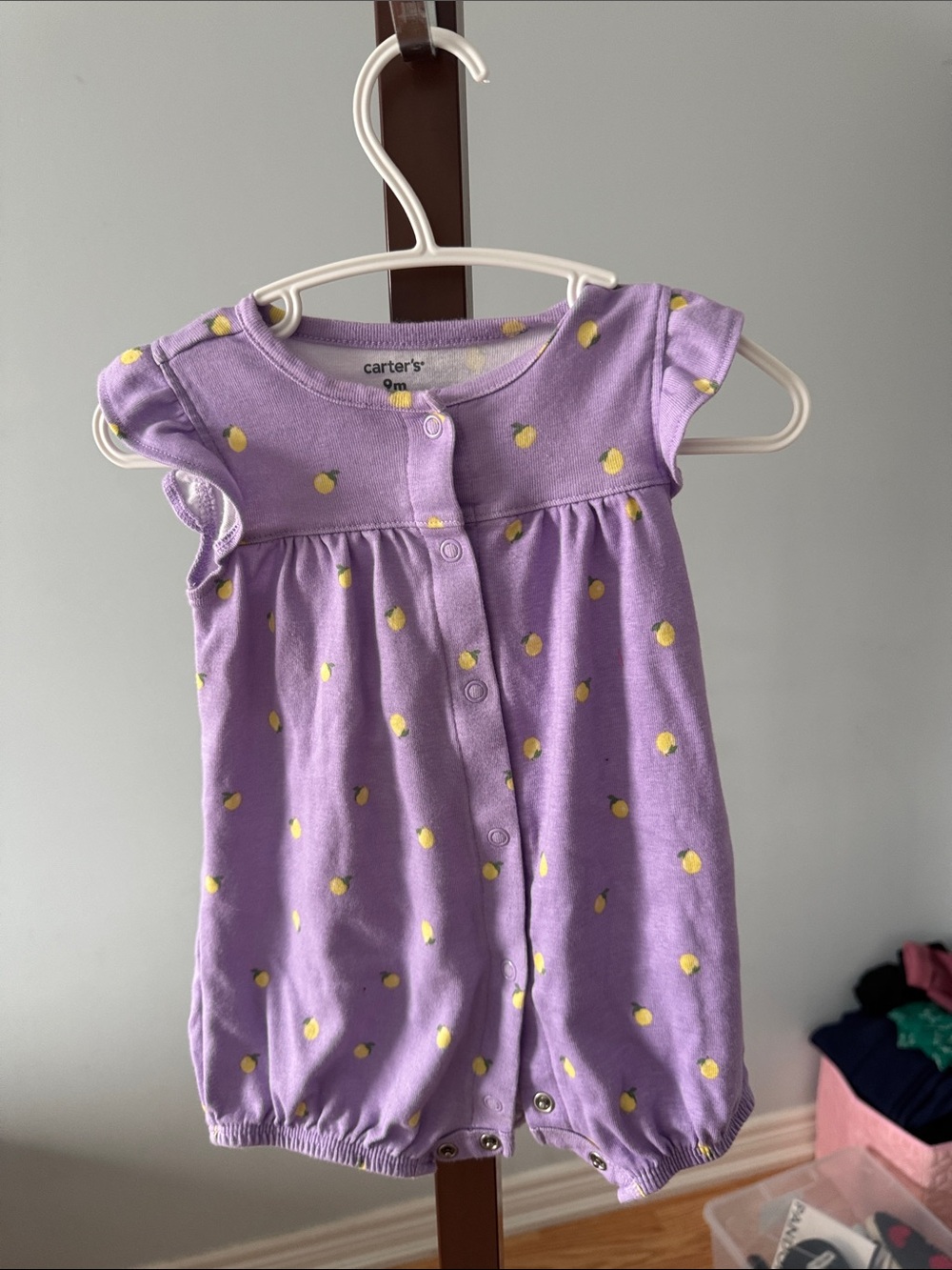 Carter's Purple Romper with Yellow Lemon Print